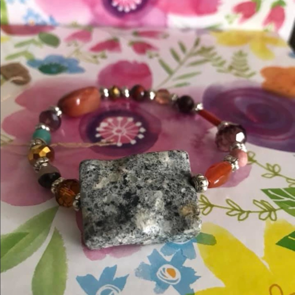 NEW & HANDMADE elastic bracelet. Natural stone